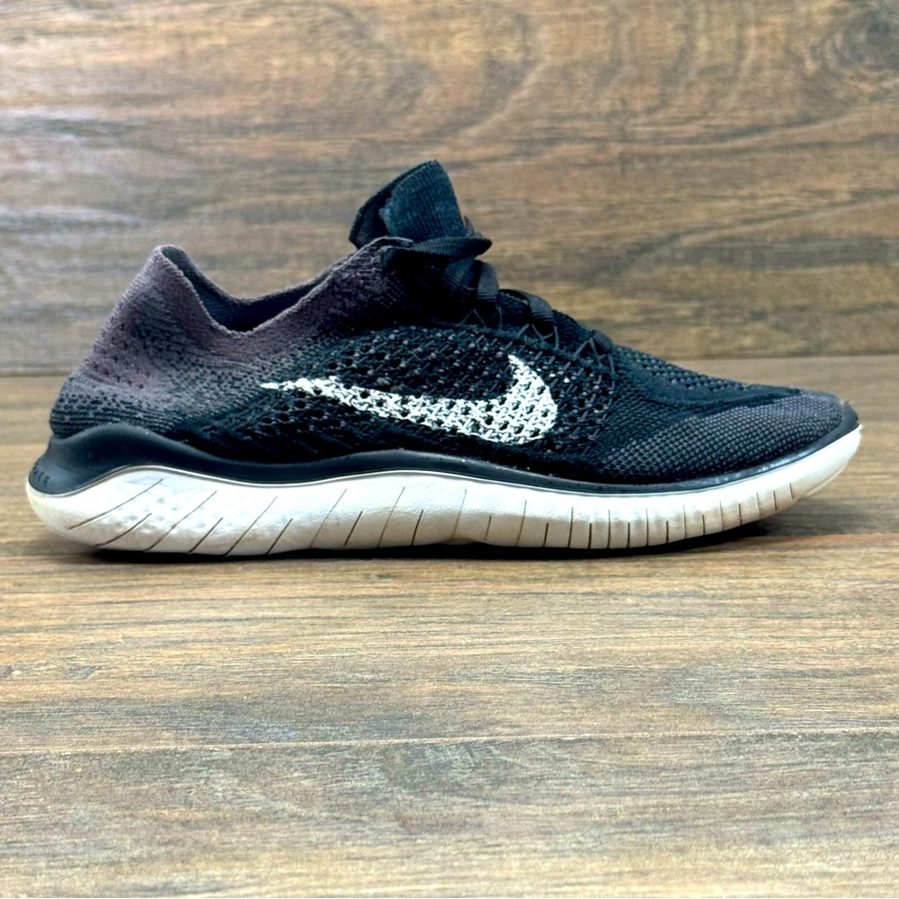 Nike Shoes Womens 6 Free RN Flyknit 2018 Black Oreo Athletic Running 942839-005